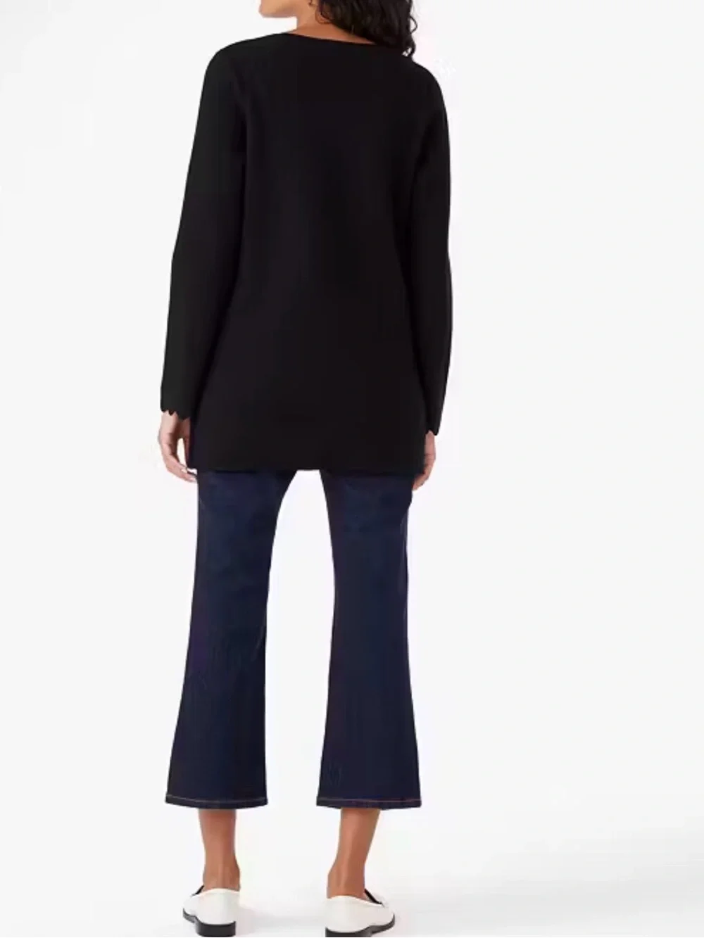 Kate Spade New York Scalloped Sweater Blazer Black
